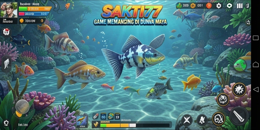 Screenshot SAKTI77 menampilkan keseruan memancing di perairan yang indah.