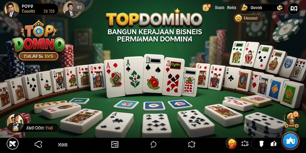 Tampilan seru dari gameplay <strong>TOPDOMINO</strong> saat membangun kerajaan bisnis.